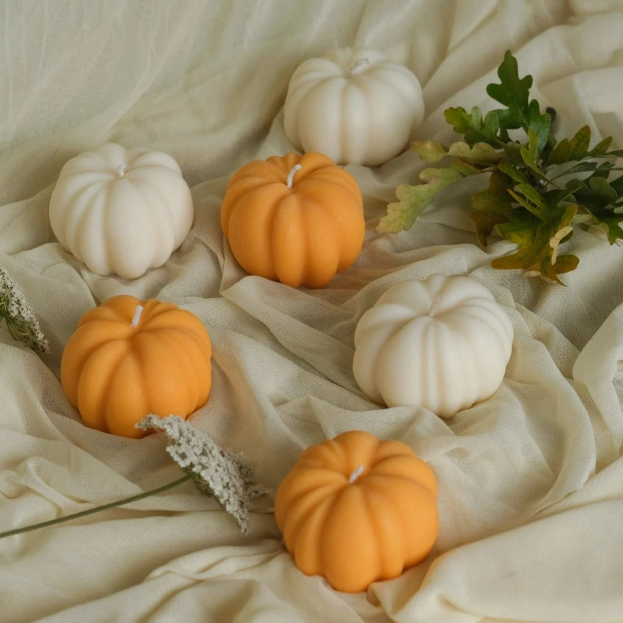 CANDLE PUMPKIN BEIGE 