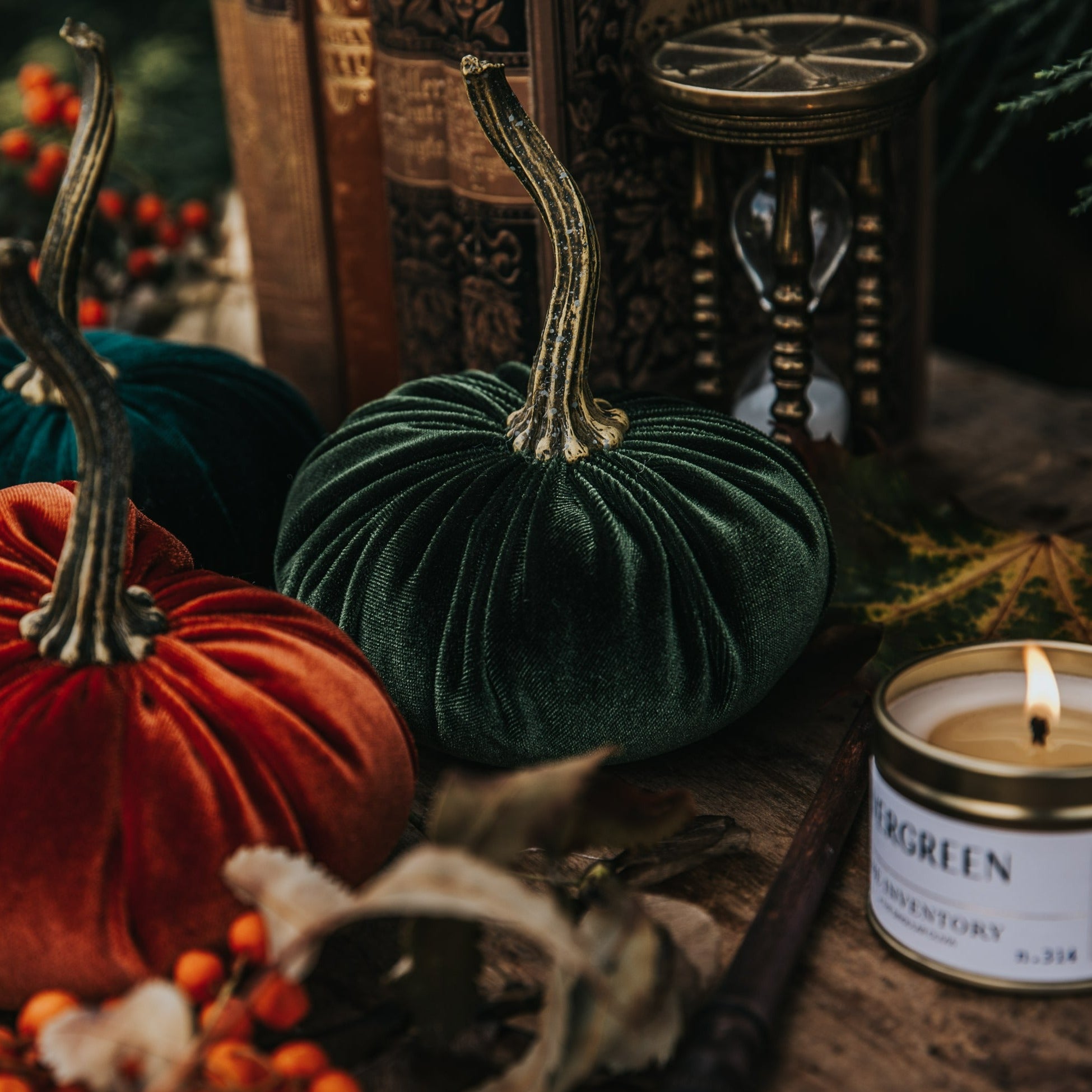 VELVET PUMPKIN FOREST GREEN