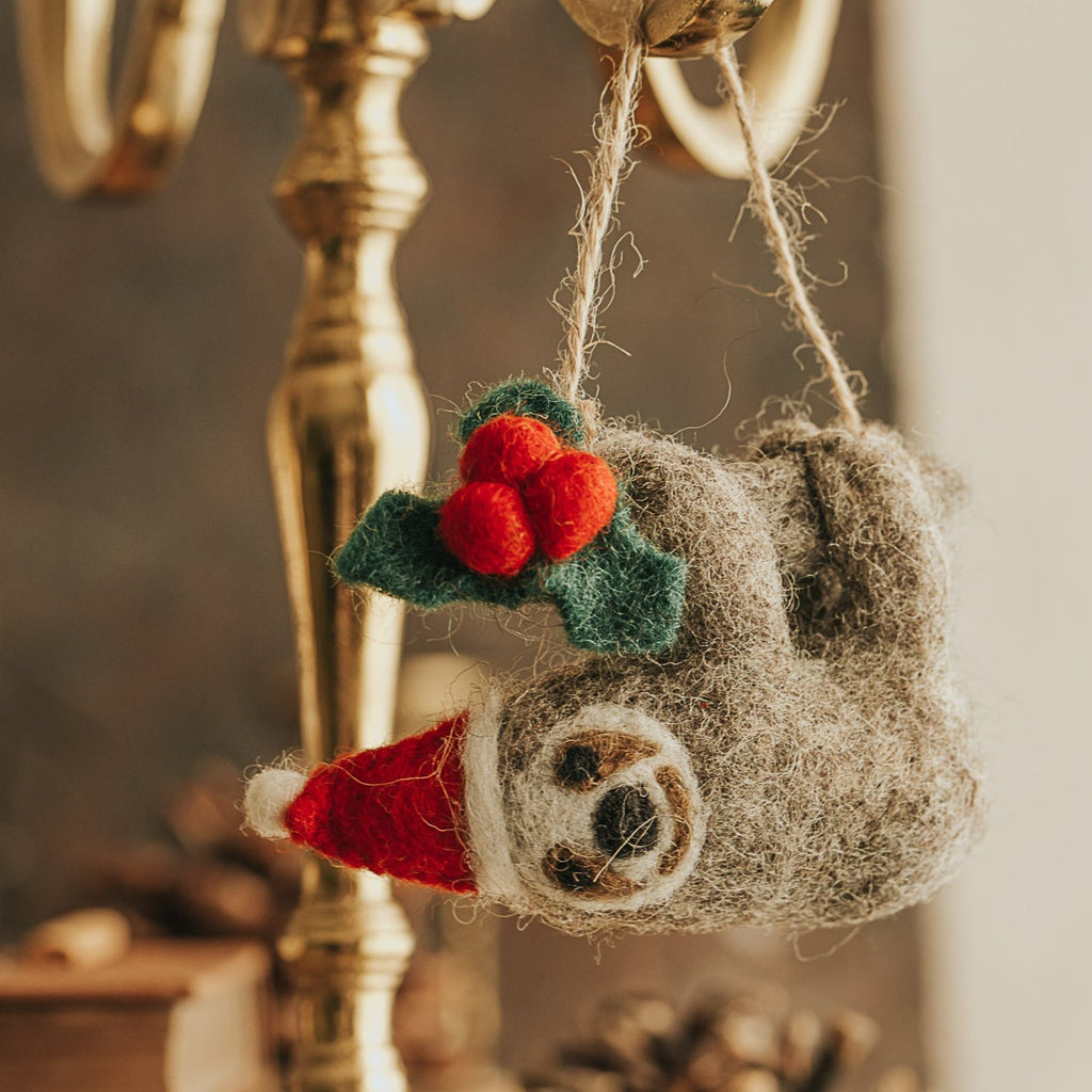 FILZANHÄNGER FAULTIER WEIHNACHTEN