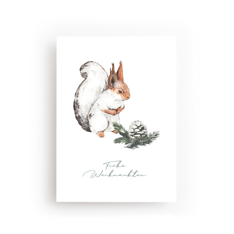 POSTKARTE EICHHÖRNCHEN WEIHNACHTEN